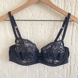 Lou Paris Black Lace Underwire Bra Size 32D
